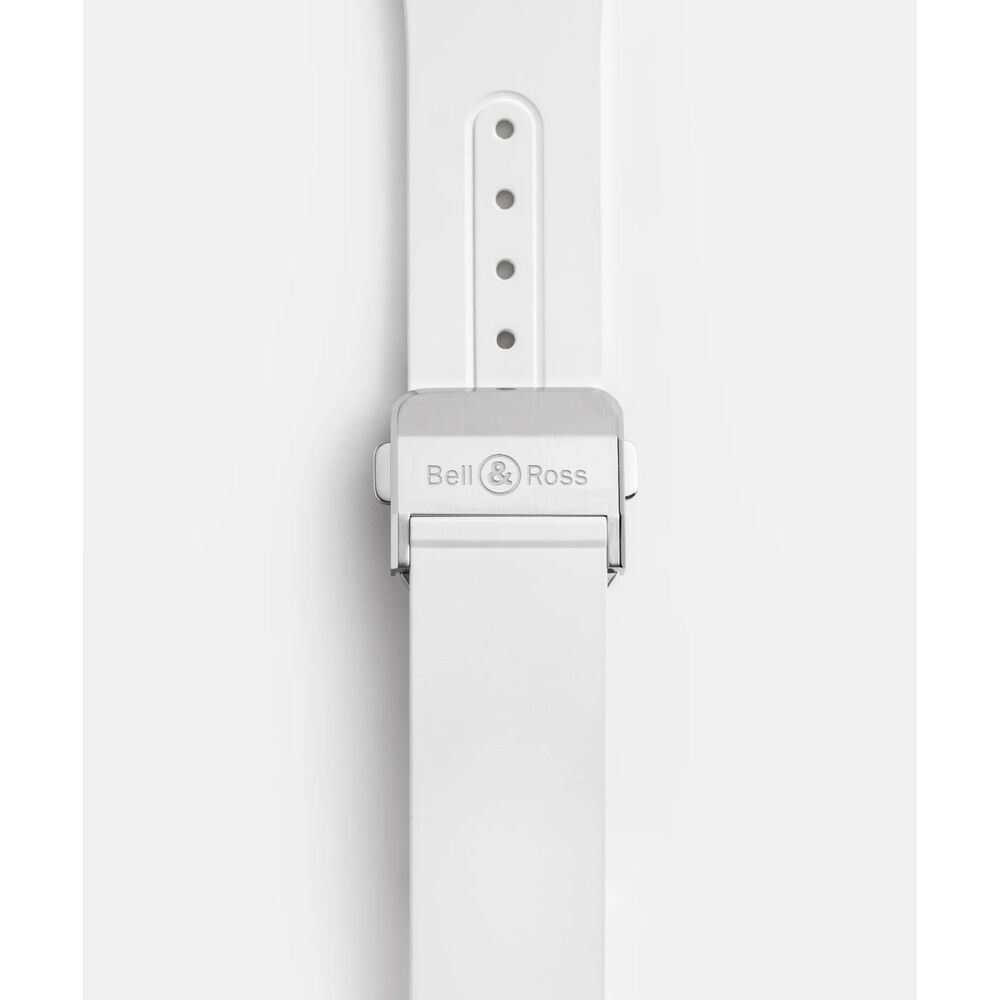 Bell & Ross 41mm Iridescent Dial White Rubber Strap Watch