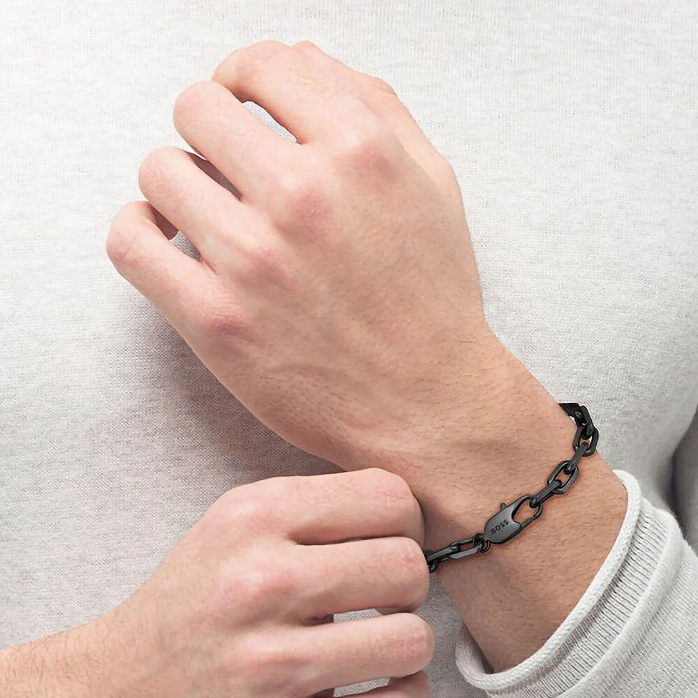 BOSS Black Copper IP Chain Bracelet image number 2