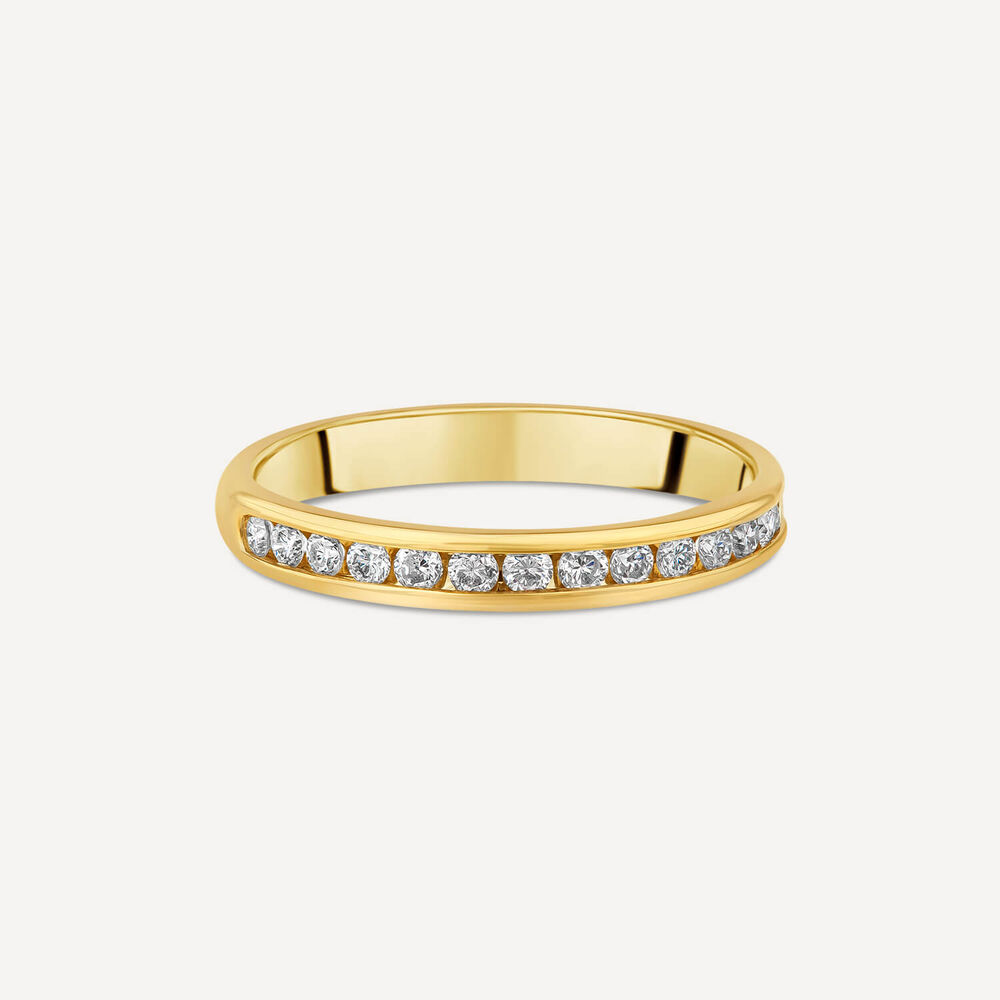 18ct Yellow Gold 2.5mm 0.20ct Diamond Round Channel Set Wedding Ring image number 2