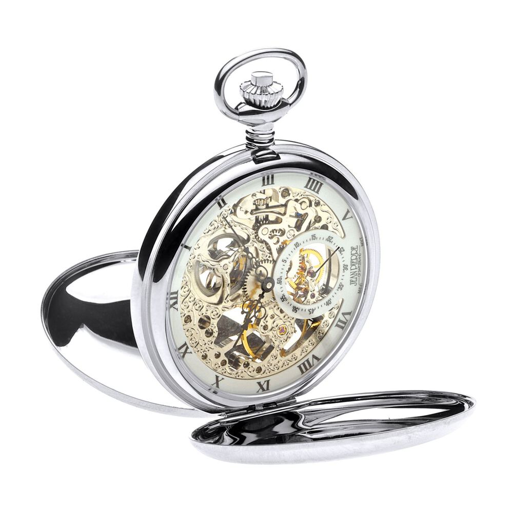 Jean Pierre chrome-plated mechanical double Hunter pocket watch image number 0