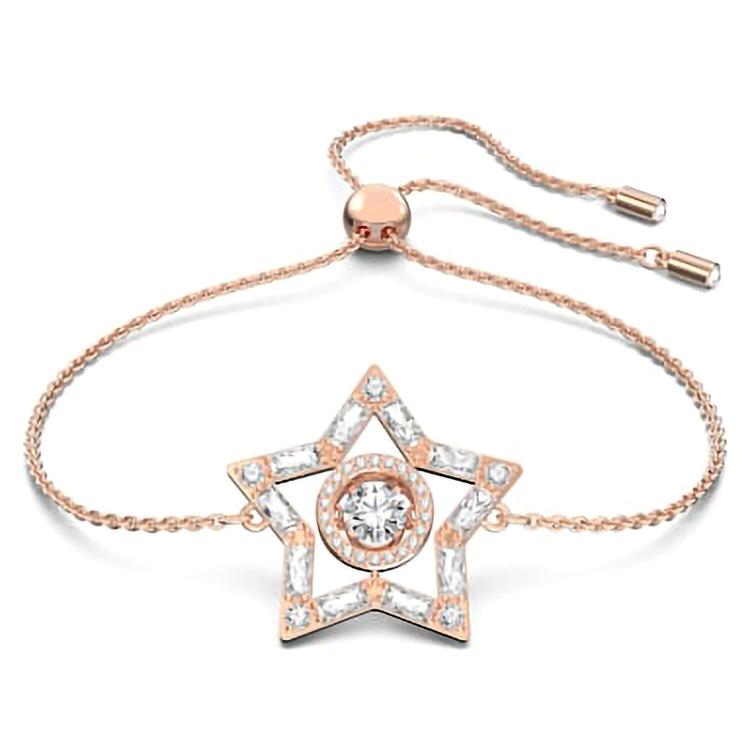 Swarovski Stella White Crystal Star Rose Tone Bracelet at