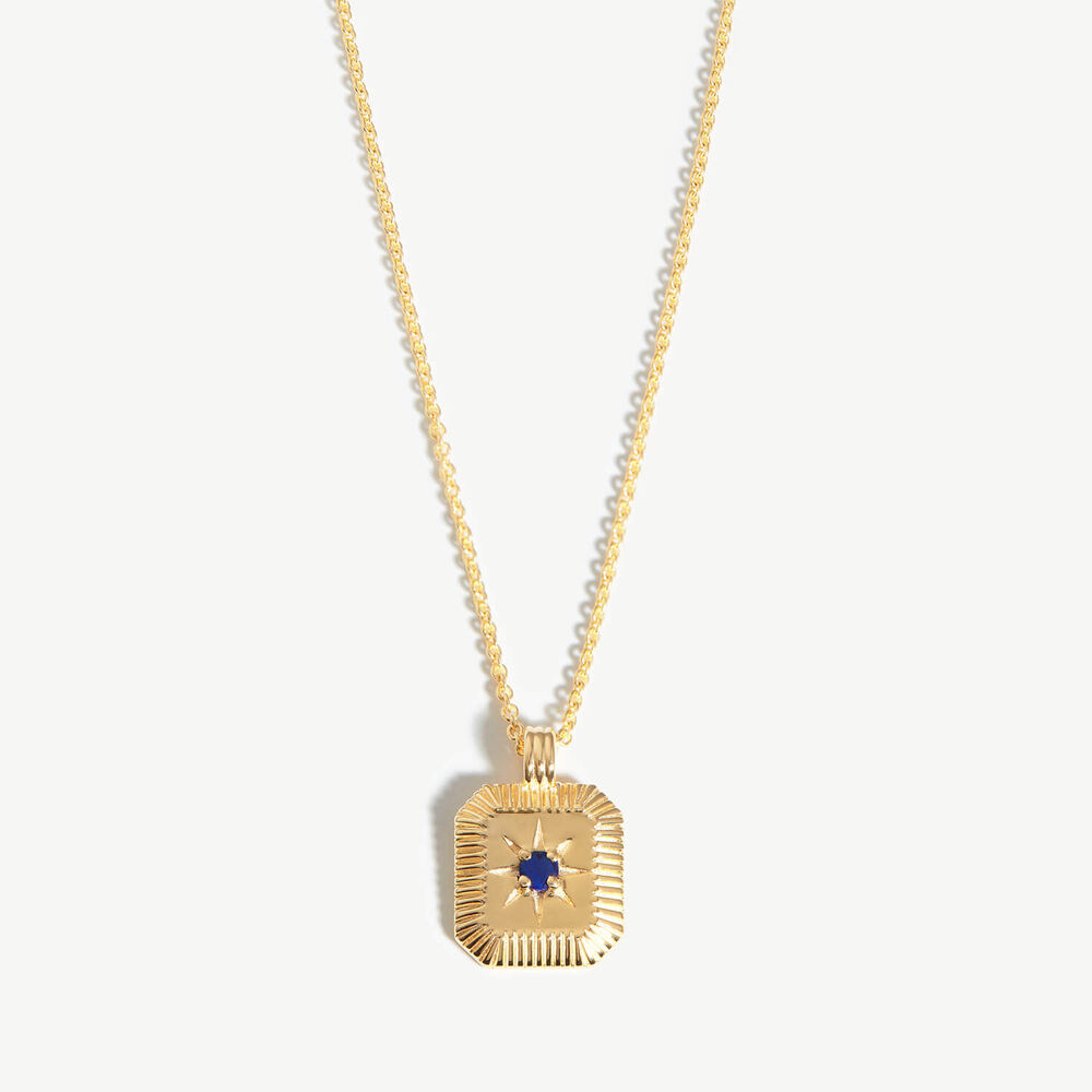Missoma 18ct Gold Vermeil Sterling Silver Lapis September Birthstone Pendant Necklace