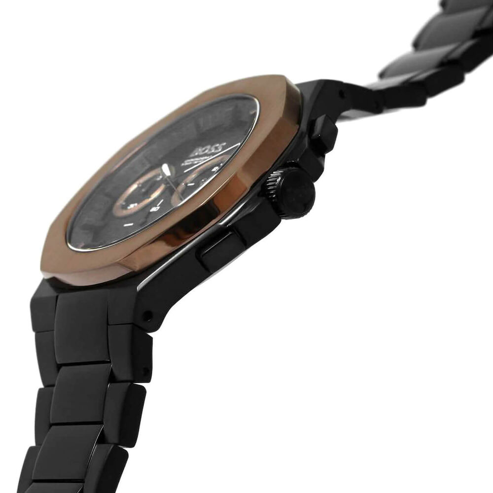 BOSS Taper 45mm Black Copper Chronograph Dial IP Bracelet Watch image number 3