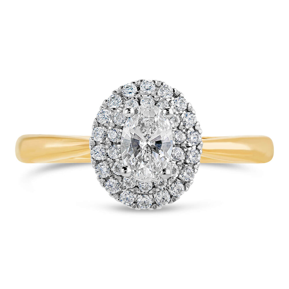 Northern Star 0.50ct Oval Diamond Double Halo 18ct Yellow Gold Ring