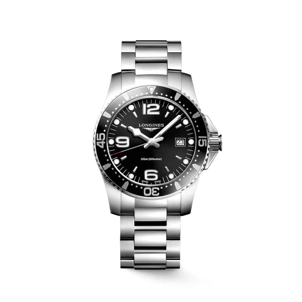 Longines HydroConquest 41mm Black Dial Stainless Steel Bracelet Watch image number 0