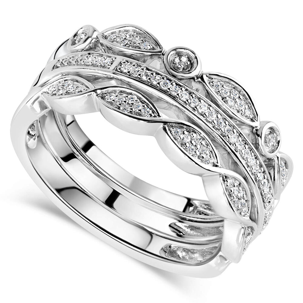 9ct White Gold 0.15ct Diamond Ring Stack image number 0