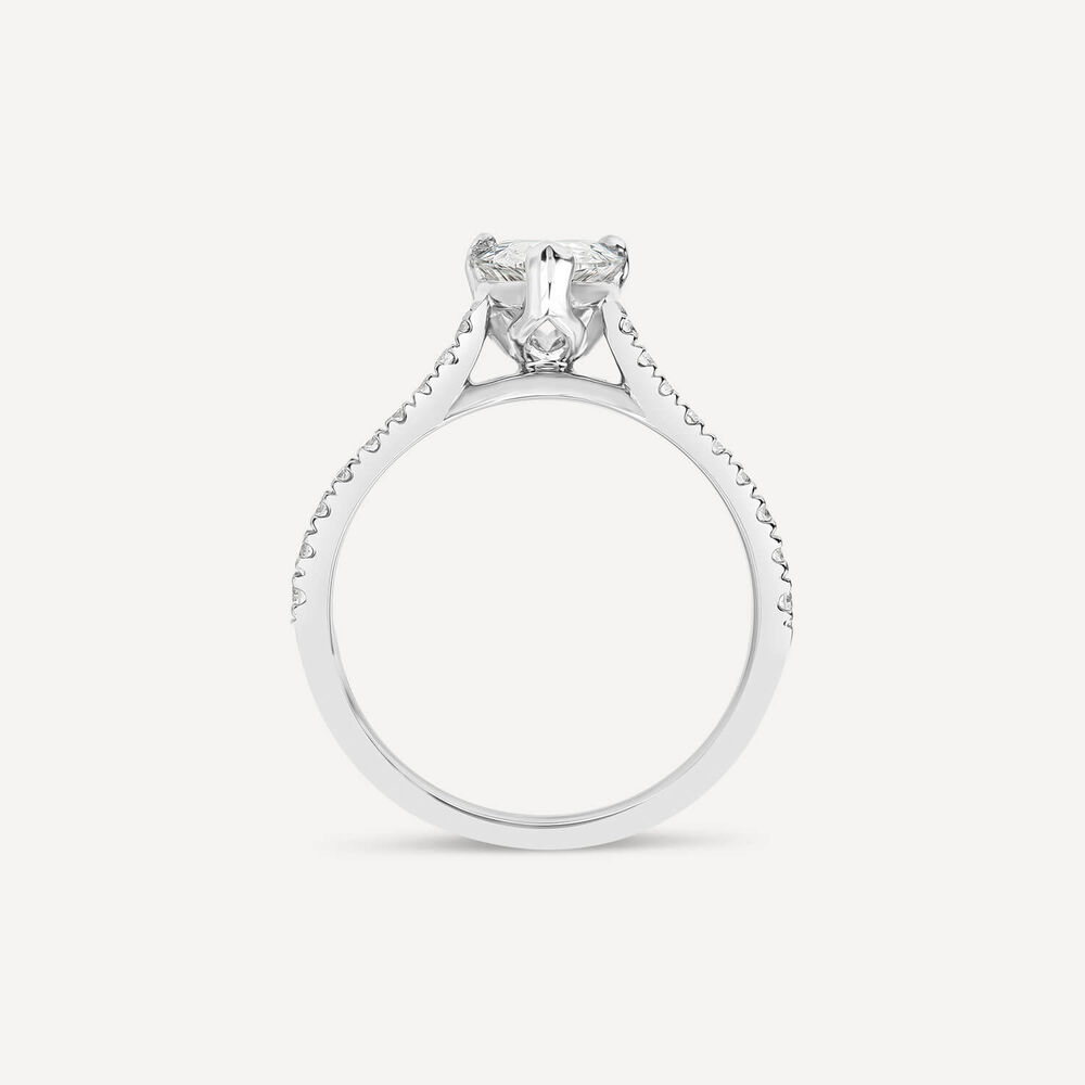 Born Platinum 1.40ct Lab Grown Pear Solitaire & Diamond Sides Ring image number 1