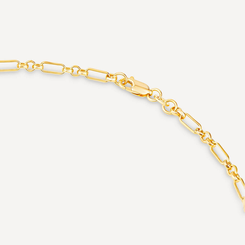 9ct Yellow Gold Diamond Cut Figaro Belcher 18 inch Chain Necklet image number 1
