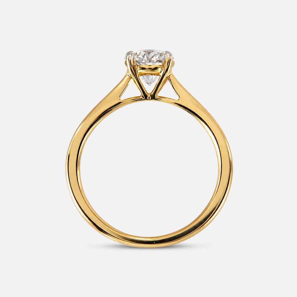 Classic 18ct Yellow Gold 1.00ct Round Brilliant Diamond Four Claw Solitaire Ring