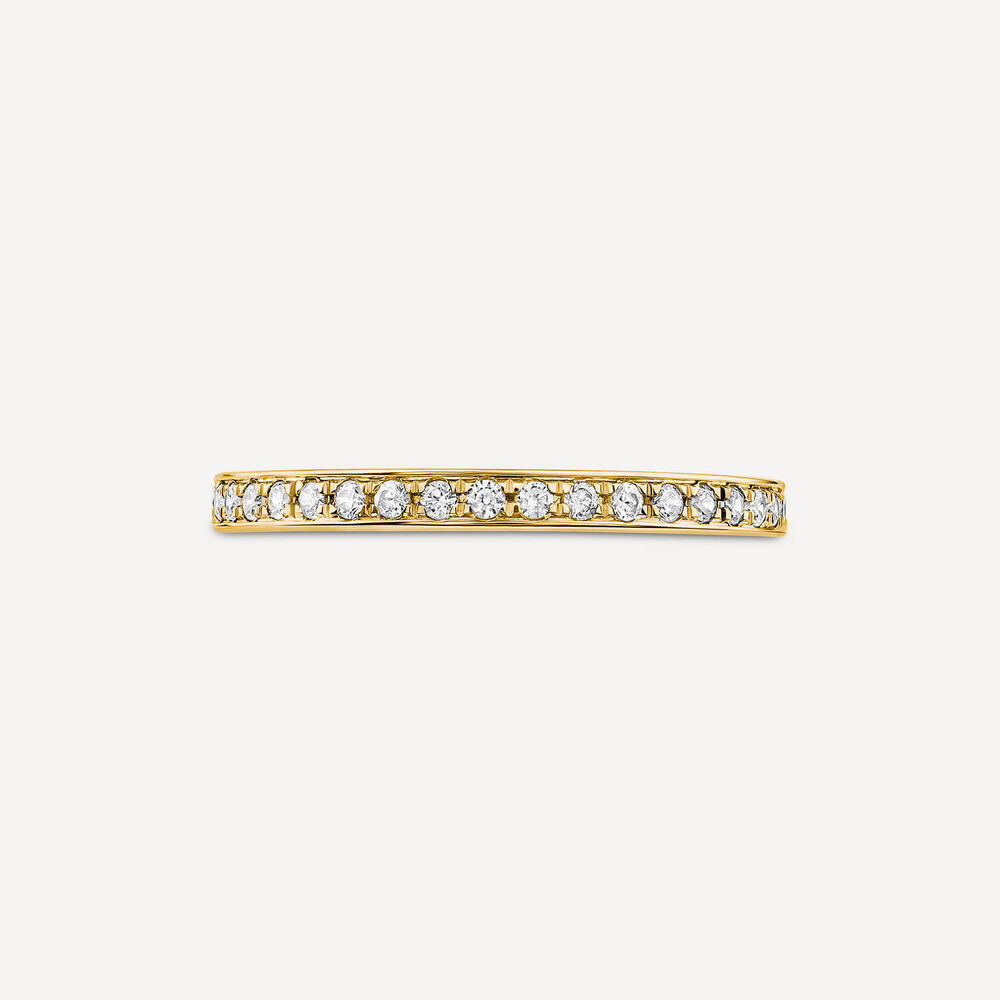 18ct Yellow Gold 2mm 0.15ct Diamond Pave Wedding Ring- (Special Order) image number 1