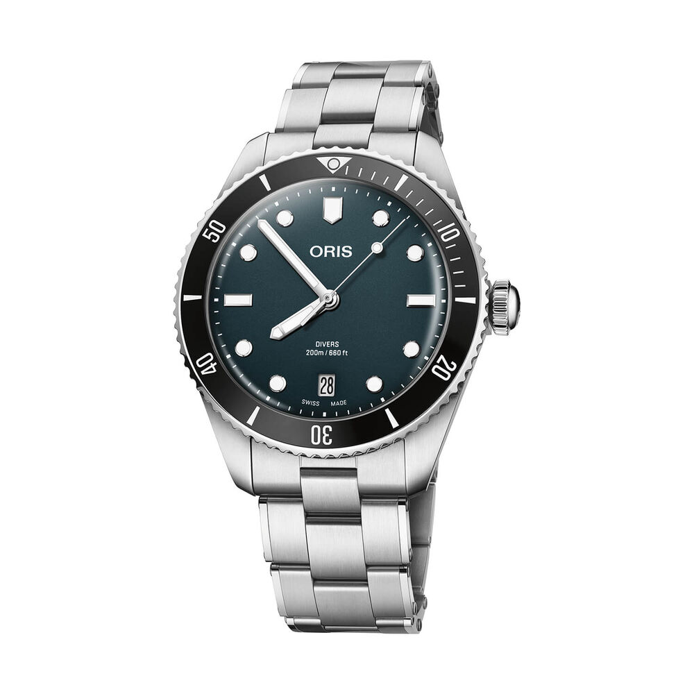 Oris Divers Date 39mm Blue Dial Stainless Steel Bracelet & Black Rubber Strap Watch image number 0