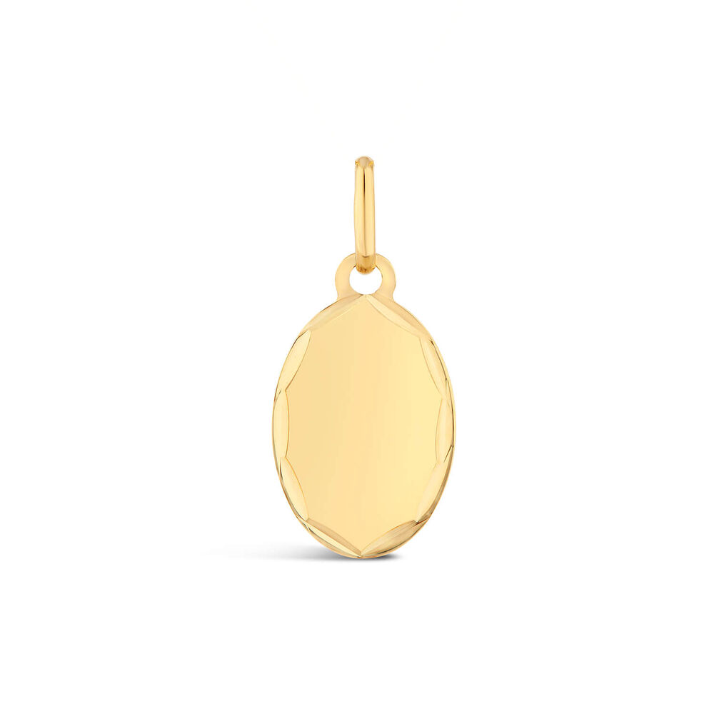 9ct Yellow Gold Carved Edge Oval Disc Pendant image number 0