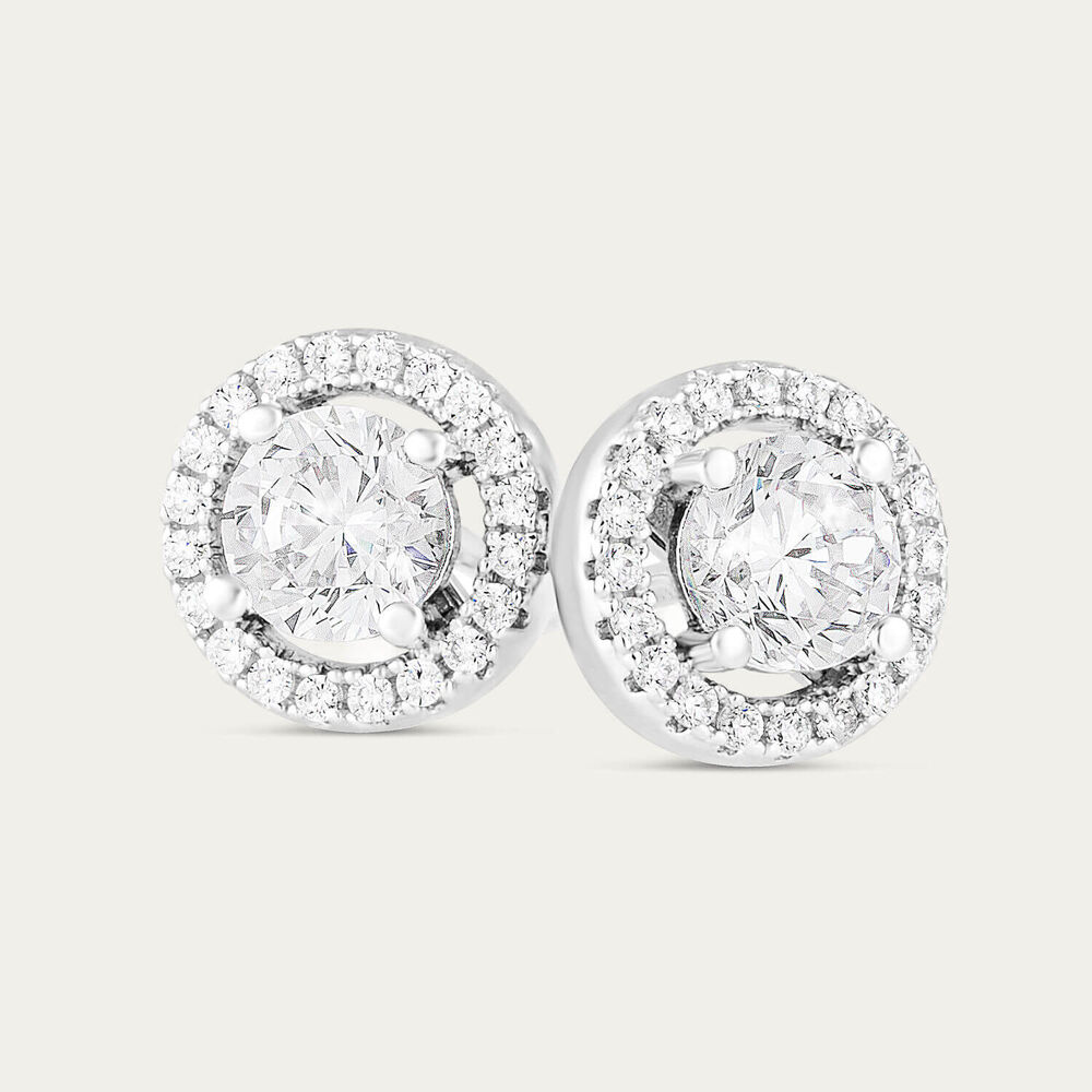 Sterling Silver Cubic Zirconia Halo Stud Earrings