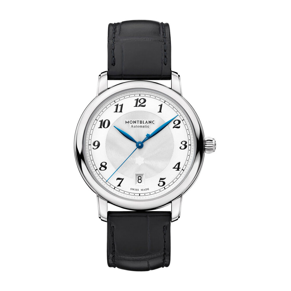Montblanc Star Legacy Silver Dial Black Leather Strap Men's Watch image number 0