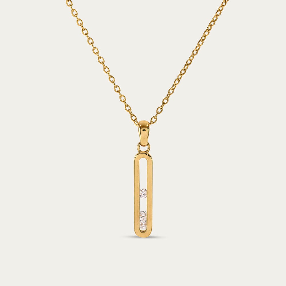 Yellow Gold Plated Sterling Silver 0.15ct Lab Grown Diamond Floating Bar Pendant