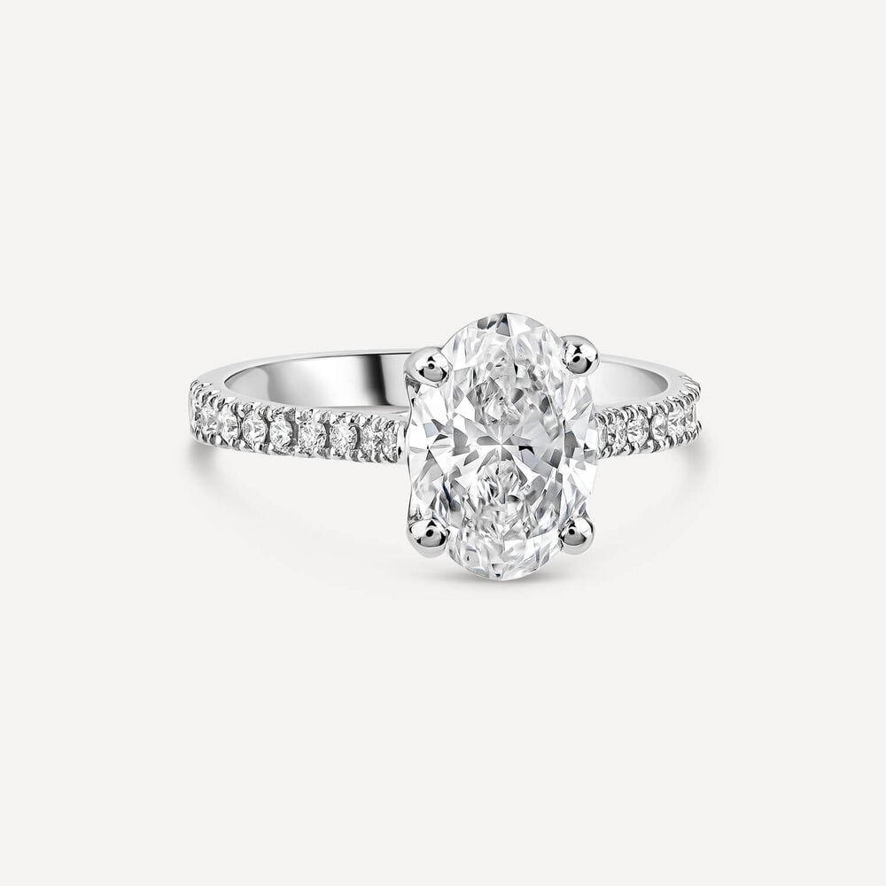 Born Platinum 1.90ct Lab Grown Oval Lab Grown Diamond Sides Ring image number 2