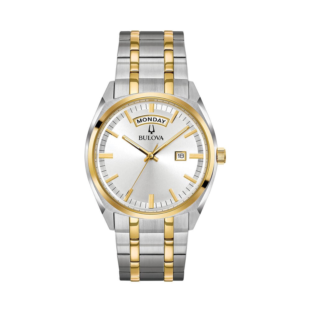 Bulova Surveyor 39mm Silver Dial Two Tone Steel Bracelet Watch image number 0