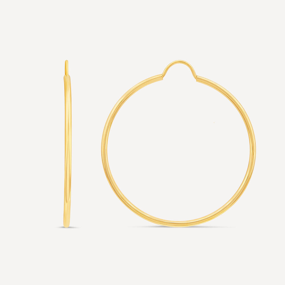 9ct Yellow Gold Plain 30mm Hoop Earrings image number 1