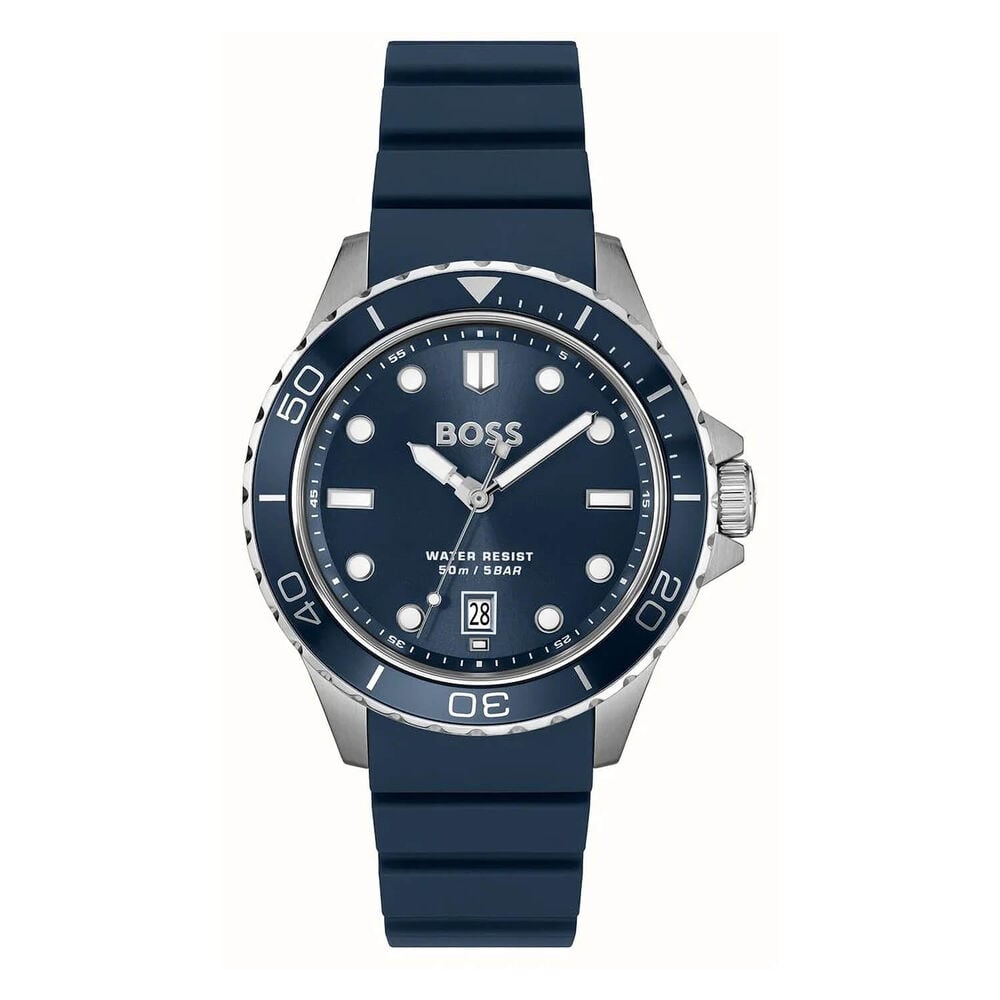 BOSS Troper Sport 41mm Dark Blue Dial Rubber Strap Watch image number 0