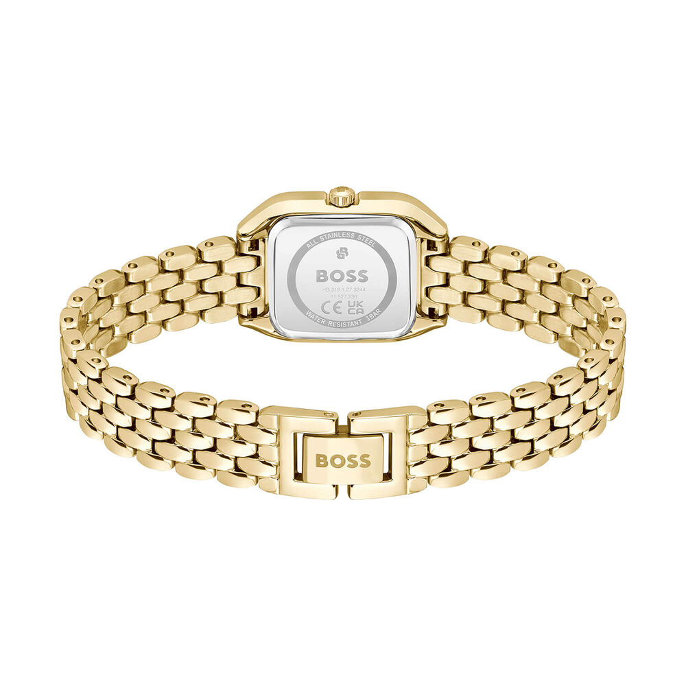 BOSS Mae Petite 22mm Gold Dial Crystal Set Bezel Steel Bracelet Watch