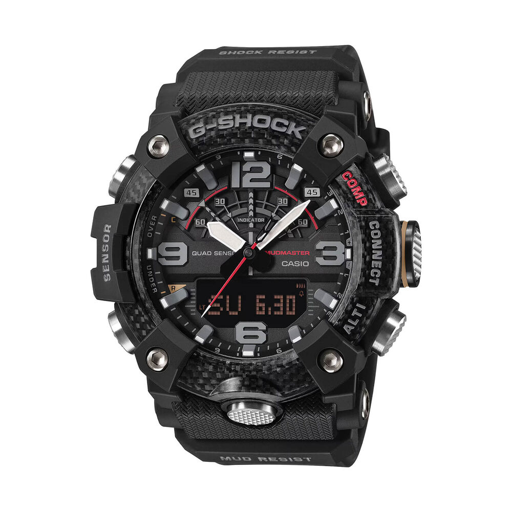 G-SHOCK Master of G Mudmaster 55.4mm Carbon Fibre Bezel & Black Resin Strap Watch