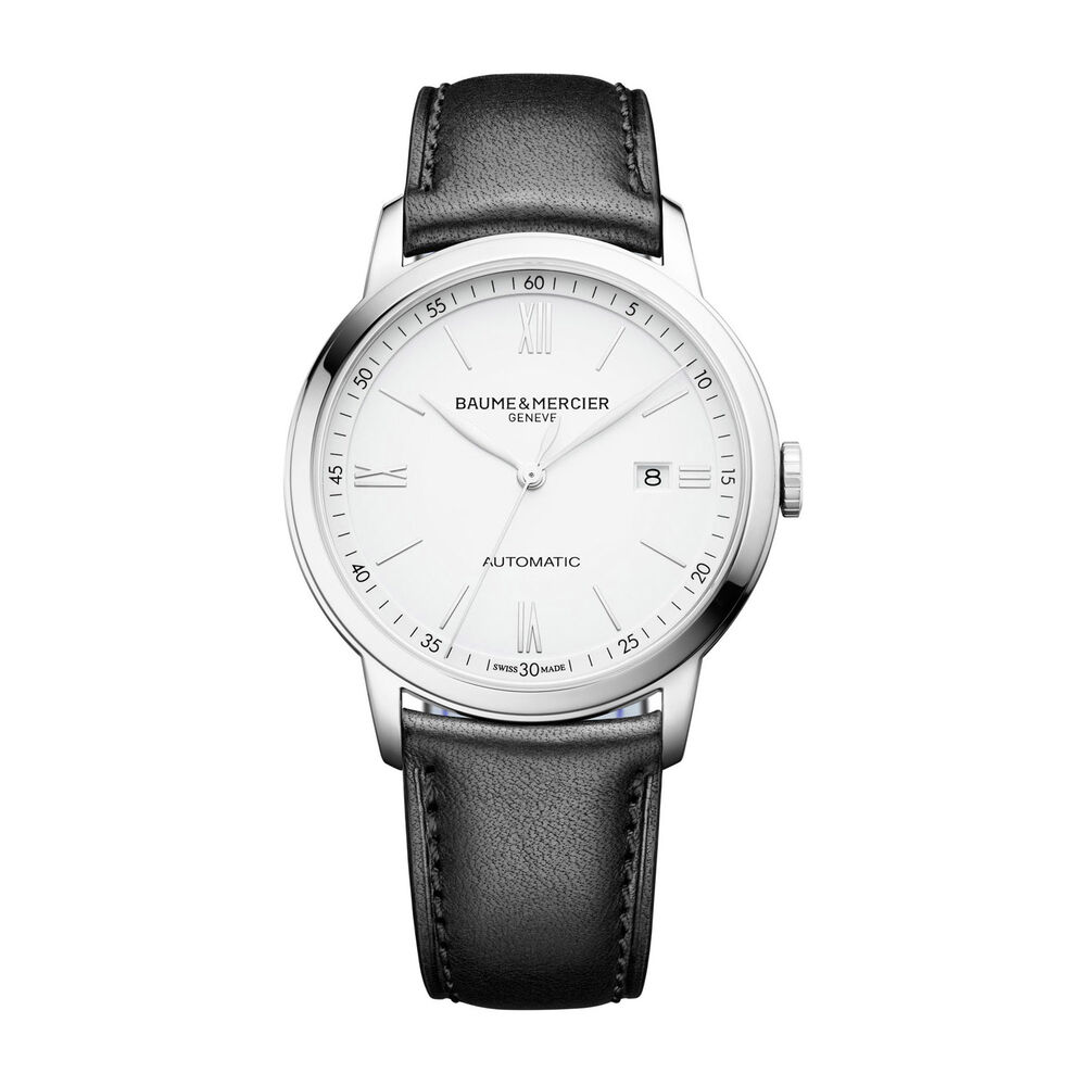 Baume & Mercier Classima 42mm White Dial Black Leather Men's Watch image number 0