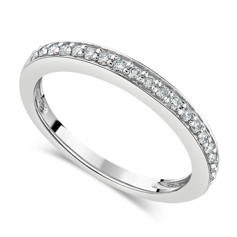 9ct White Gold Diamond Grain Set Wedding 0.15ct Ring image number 0