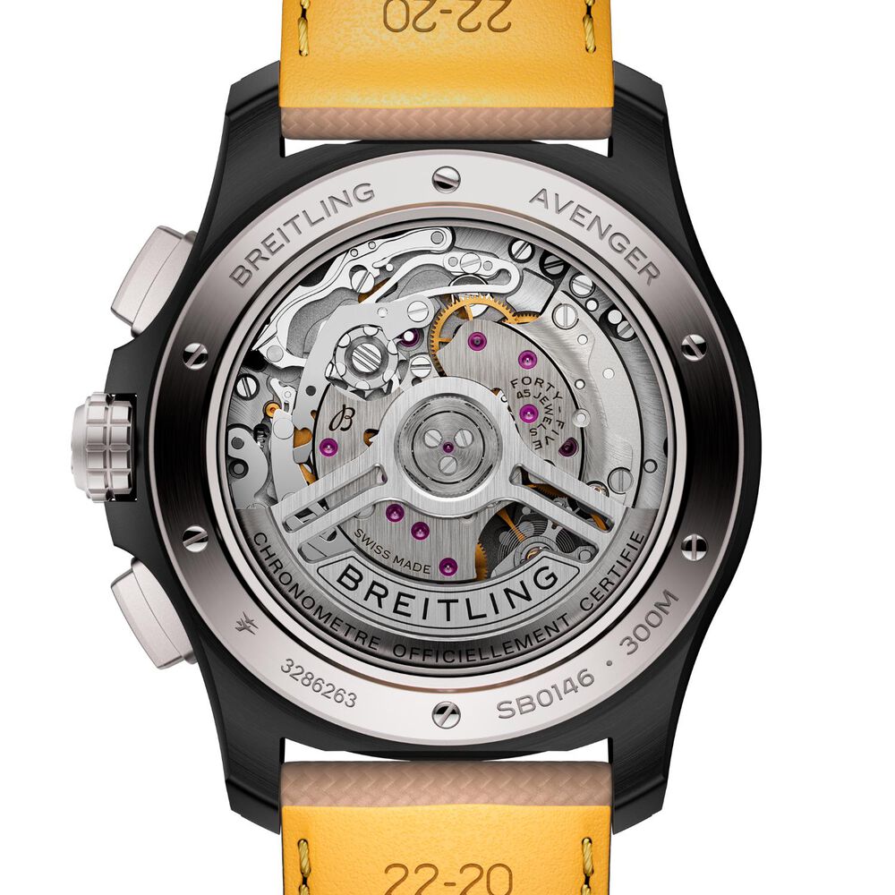 Breitling Avenger B01 Chronograph 42mm Black Dial Beige Leather Strap Watch image number 1