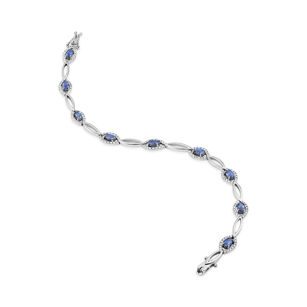 9ct White Gold Sapphire & 0.71ct Oval Diamond Bracelet