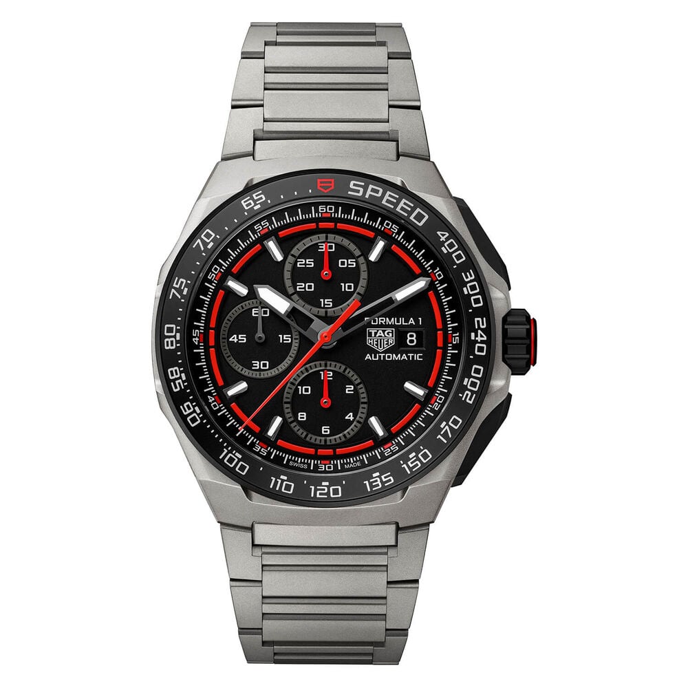 TAG Heuer Formula 1 Chronograph 44mm Black & Red Opalin Dial Titanium Bracelet Watch image number 0