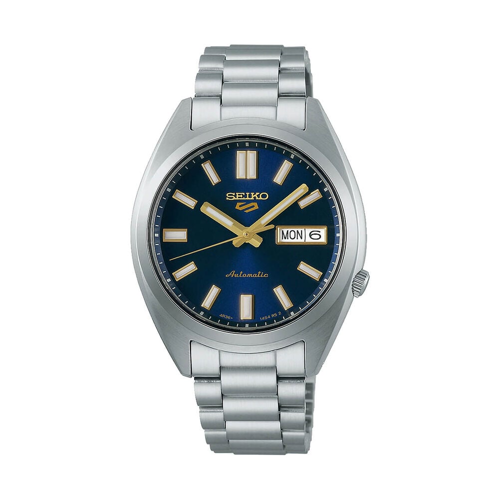Seiko 5 Sports SNXS Vintage Gold Collection 'Blazer Blue' 37.4mm Dial Steel Bracelet Watch