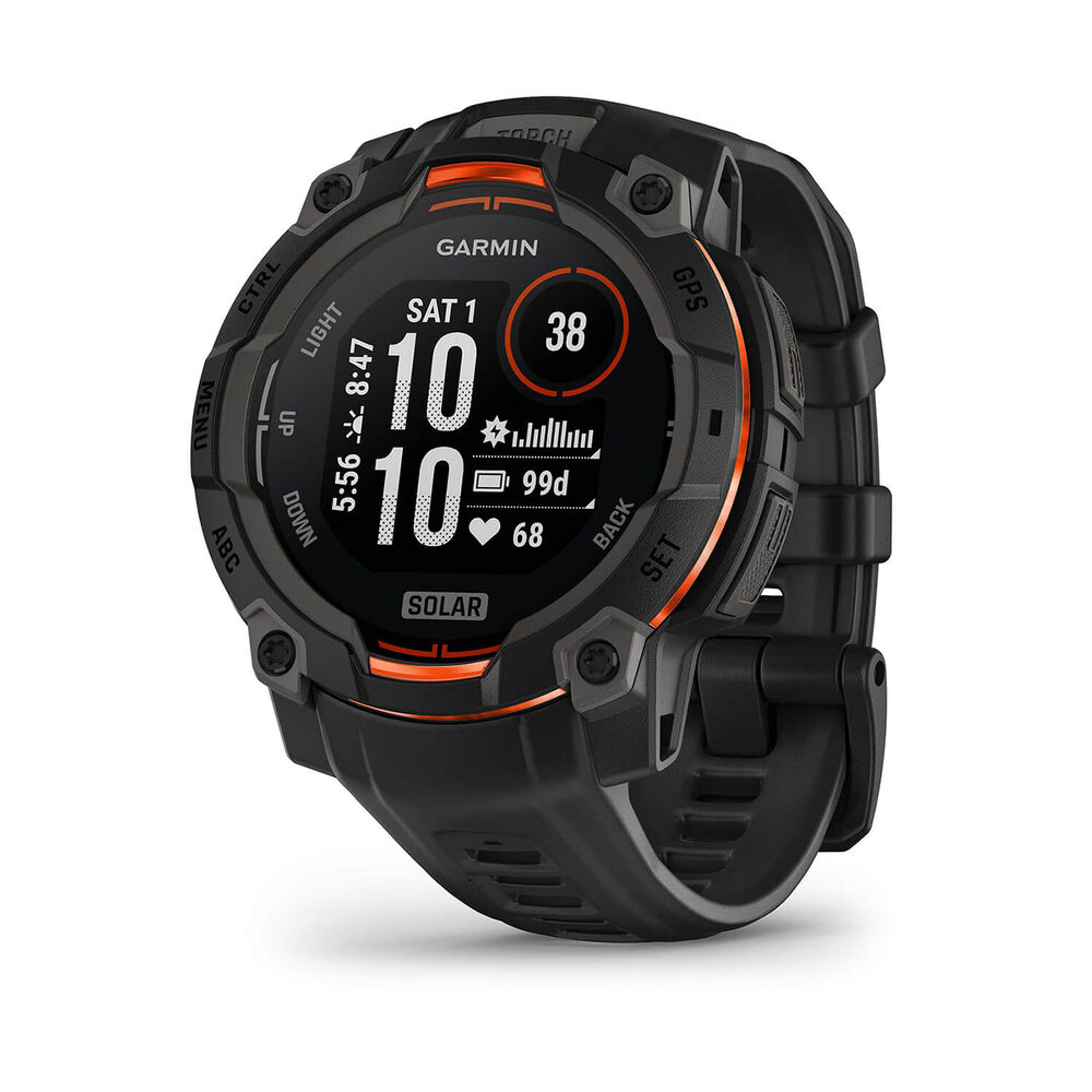 Garmin Instinct 3 Solar 45mm Black Bezel & Silicon Strap Watch