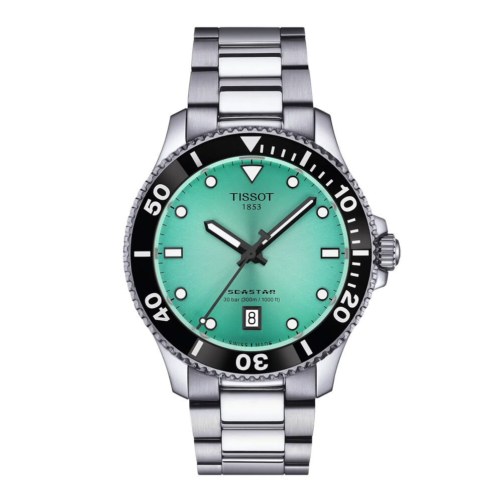 Tissot Seastar 1000 Quartz 40mm Turquoise Dial Steel Bracelet Watch