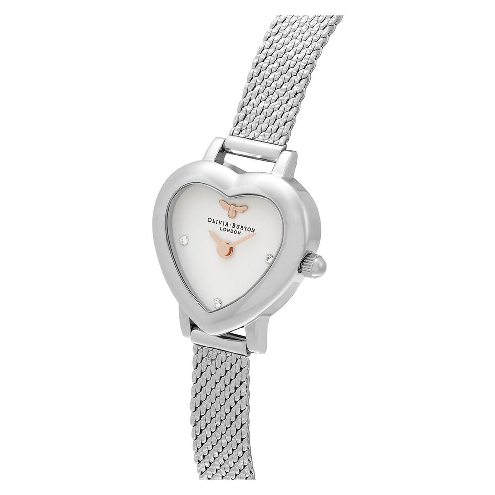 Olivia Burton Meant To Bee 22mm Mini White Dial Silver Bracelet Watch