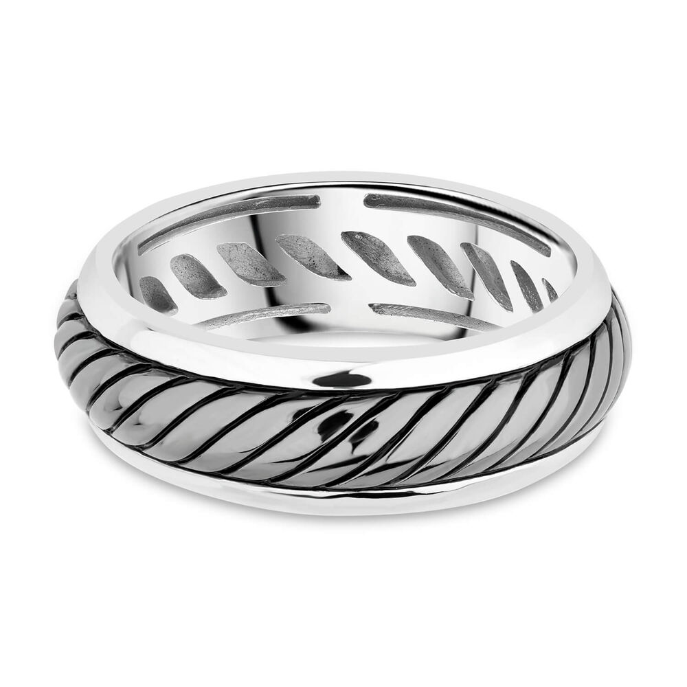 Gents Sterling Silver Oxidised Twist Band image number 4