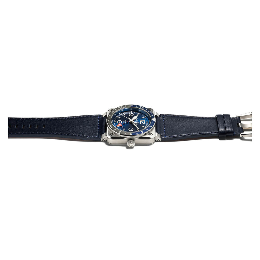 Bell & Ross BR03-93 GMT Blue Dial Blue Leather Strap Watch image number 2