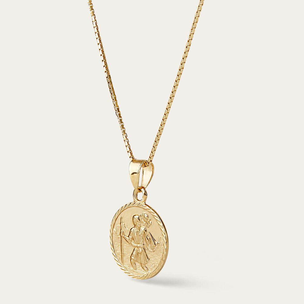 Yellow Gold Plated Sterling Silver St Christopher Medal Pendant (Chain Included)