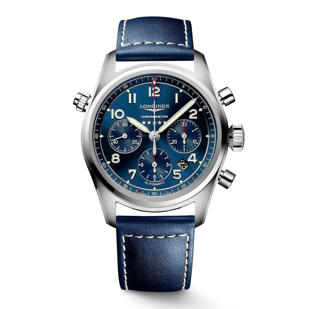 Longines Spirit Automatic 42mm Chronograph Dial Steel Case Strap Watch