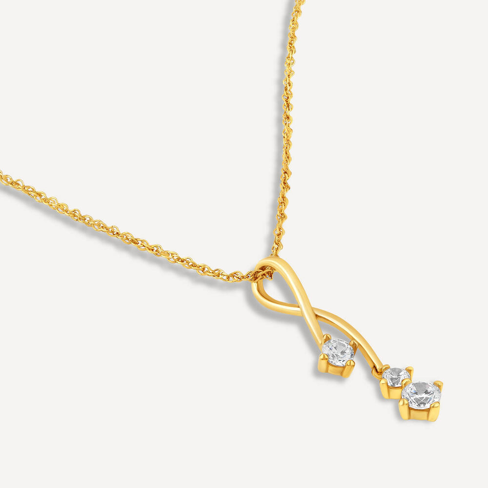 9ct Gold Cubic Zirconia Pendant (Chain Included) image number 3