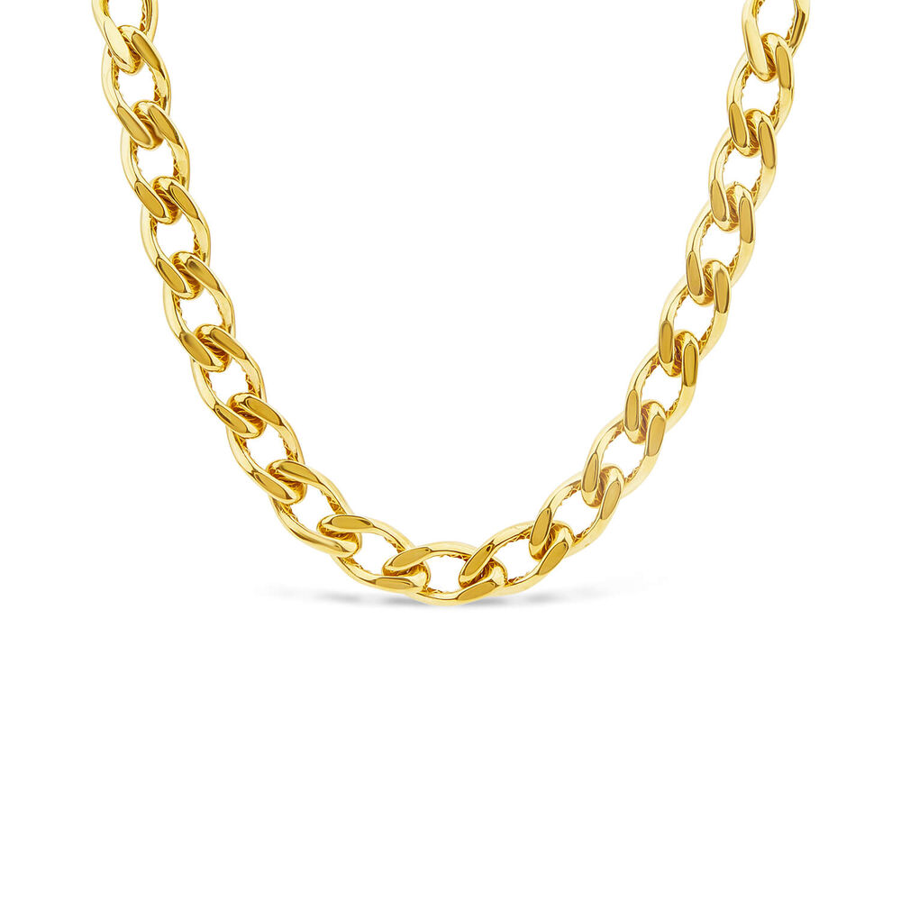 9ct Yellow Gold Fancy Diamond Cut Curved Link Necklet