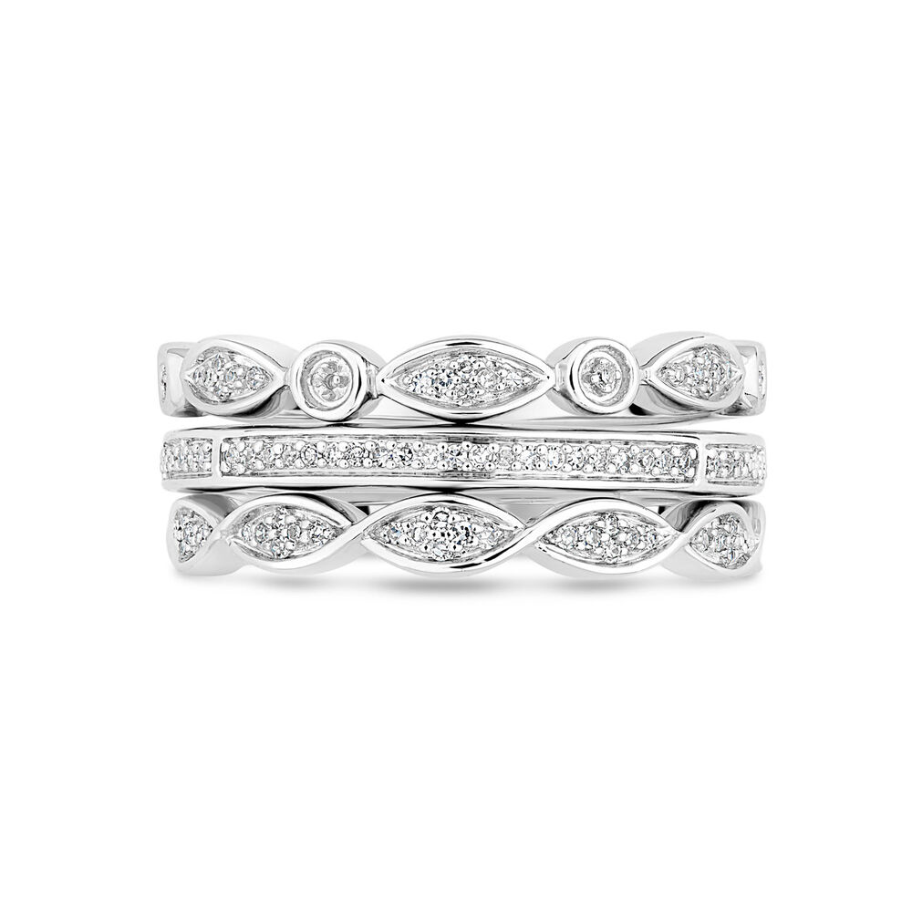 9ct White Gold 0.15ct Diamond Ring Stack image number 5
