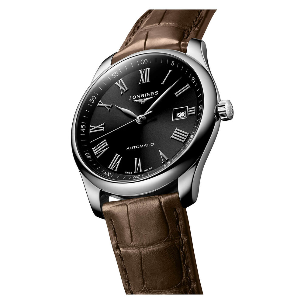 Longines Watchmaking Tradition Master 40mm Black Dial Roman Numerals Brown Strap Watch image number 2