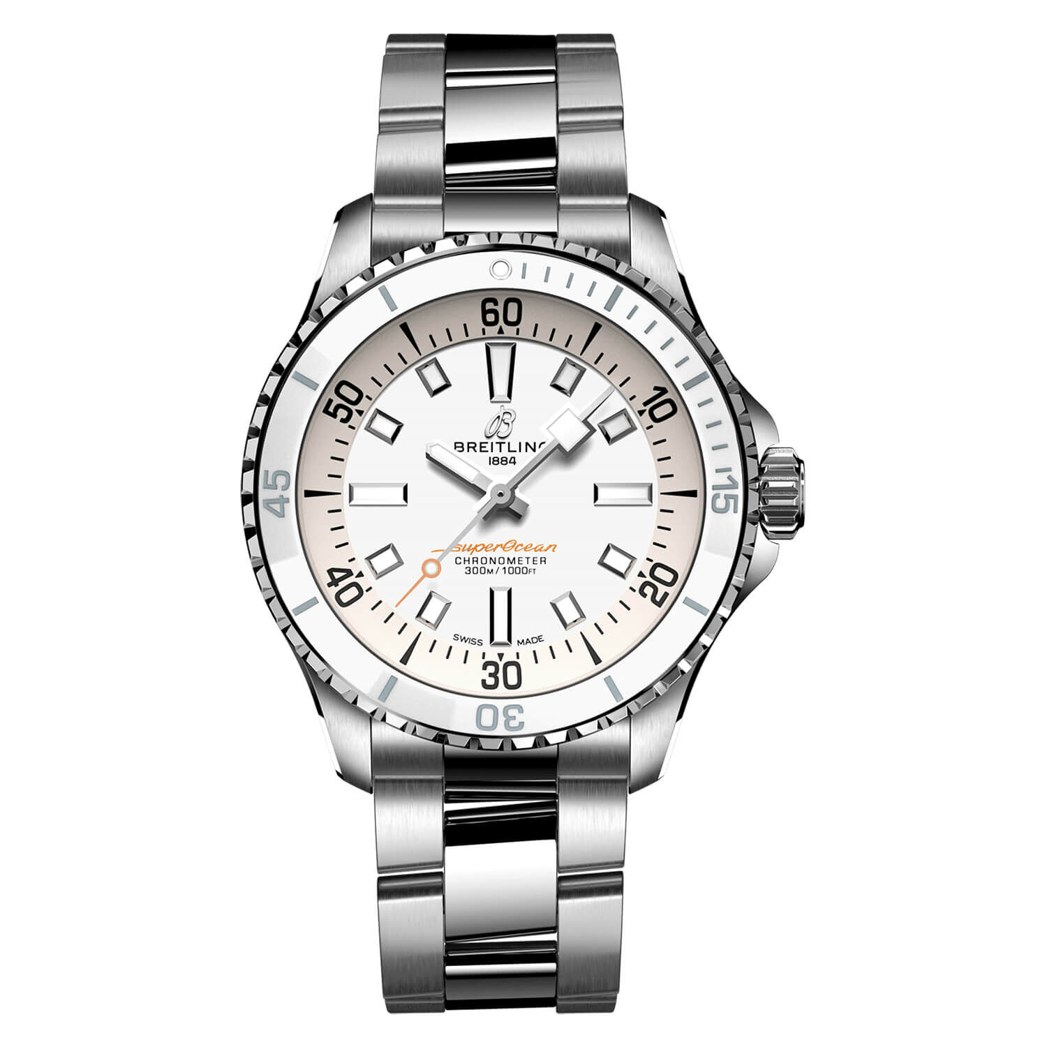 Breitling Superocean Automatic 36 White Dial Bracelet Watch at Fraser Hart