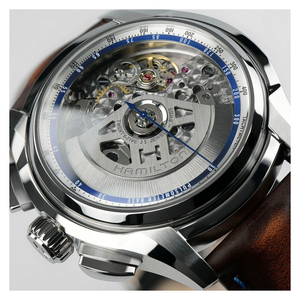 Hamilton Jazzmaster Face2Face 44mm Silver Dial Brown Strap Watch image number 5