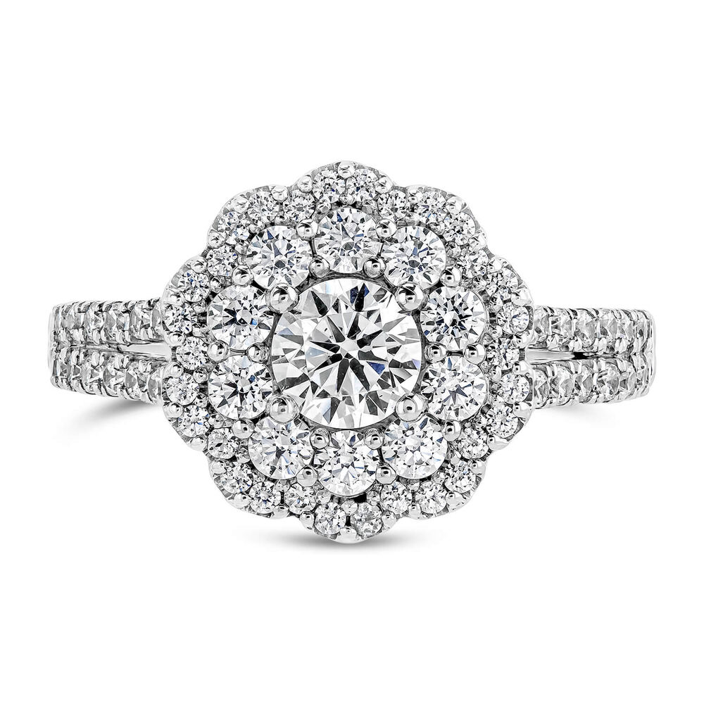 Northern Star 1.50ct Flower Split Shoulders 18ct White Gold Ring