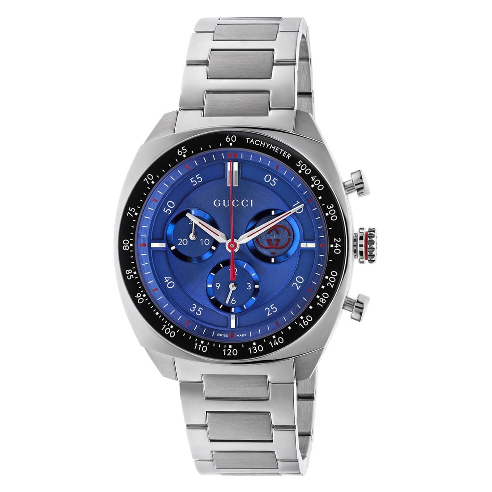 Gucci Interlocking Chronograph 40mm Blue Dial Steel Bracelet Watch
