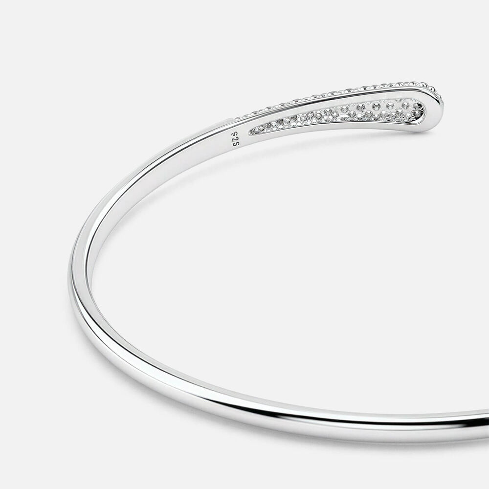 Sterling Silver Cubic Zirconia Edge Torque Bangle