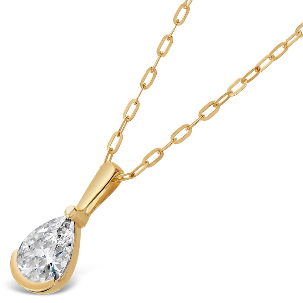 9ct Gold Cubic Zirconia Pendant (Chain Included) image number 1
