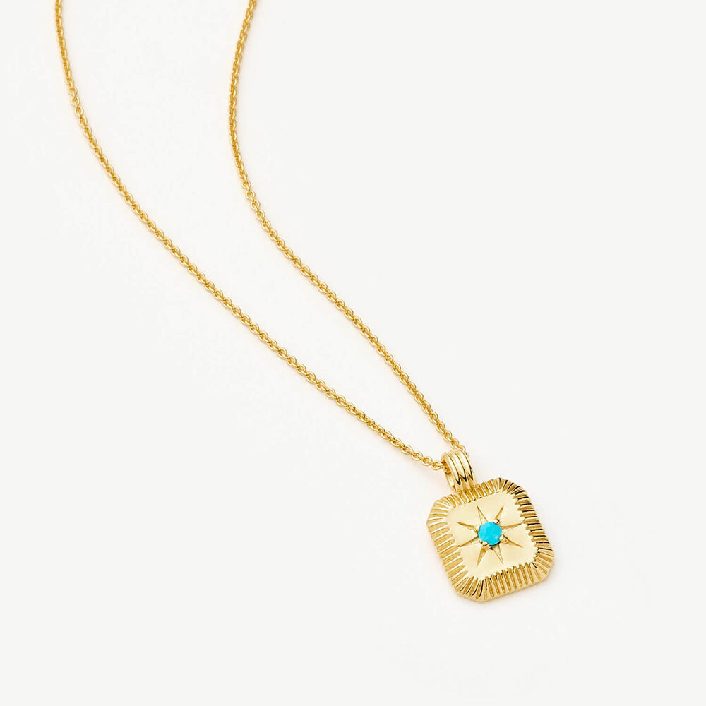 Missoma 18ct Gold Vermeil Silver Dyed Turquoise Magnesite December Birthstone Pendant Necklace