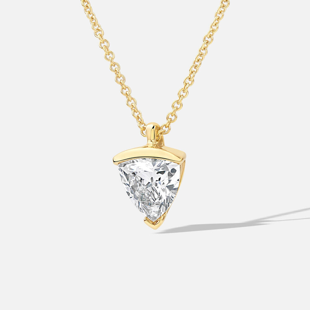 Born 1ct Classic 9ct Yellow Gold Lab Grown 1.00ct Trillion Cut Diamond Pendant